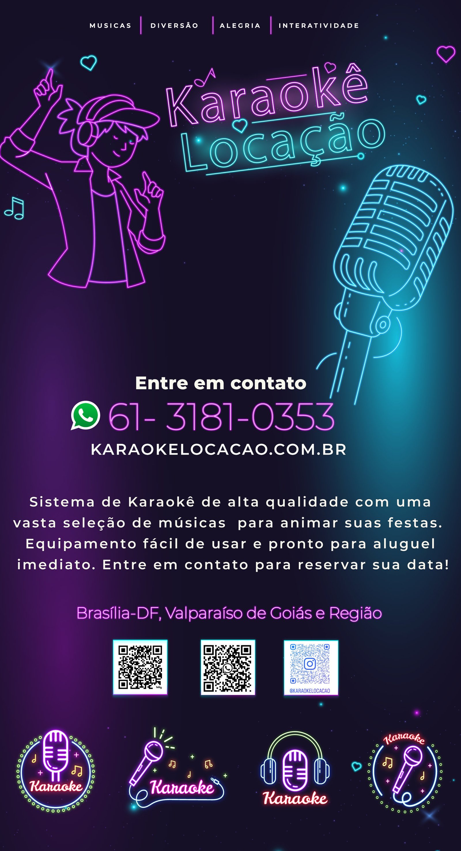 Locação de karaokê em Brasília, Valparaíso e região